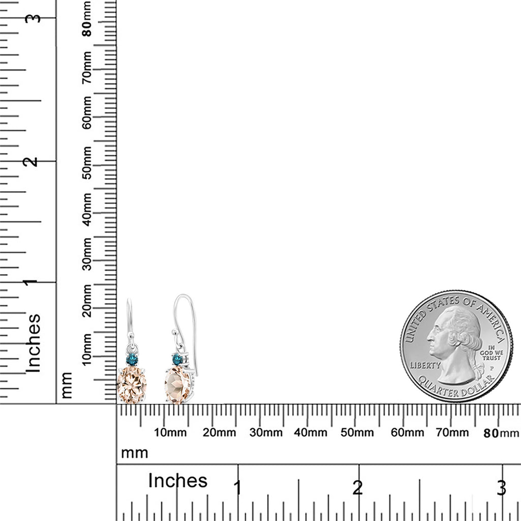 Peach and Blue_Earrings in 10K White Gold
