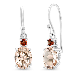 Peach and Red_Earrings in 10K White Gold