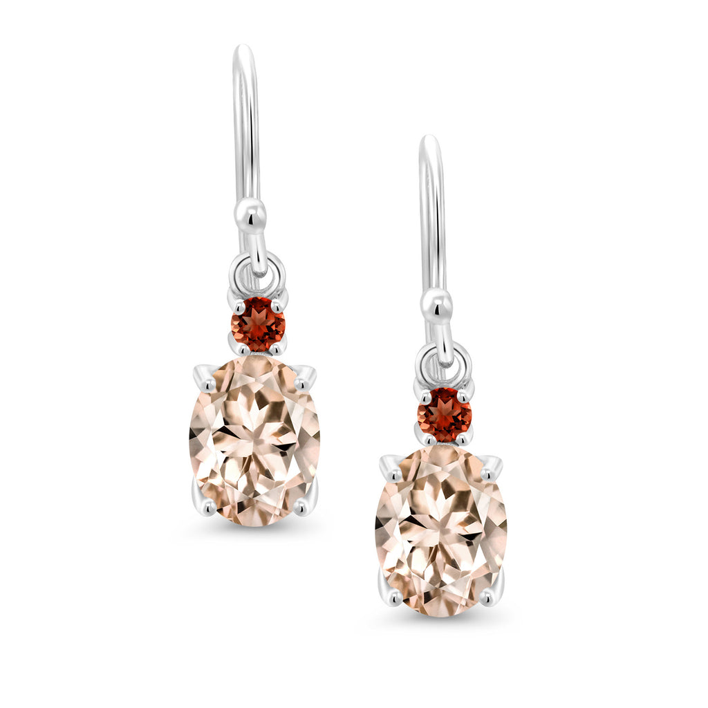Peach and Red_Earrings in 10K White Gold