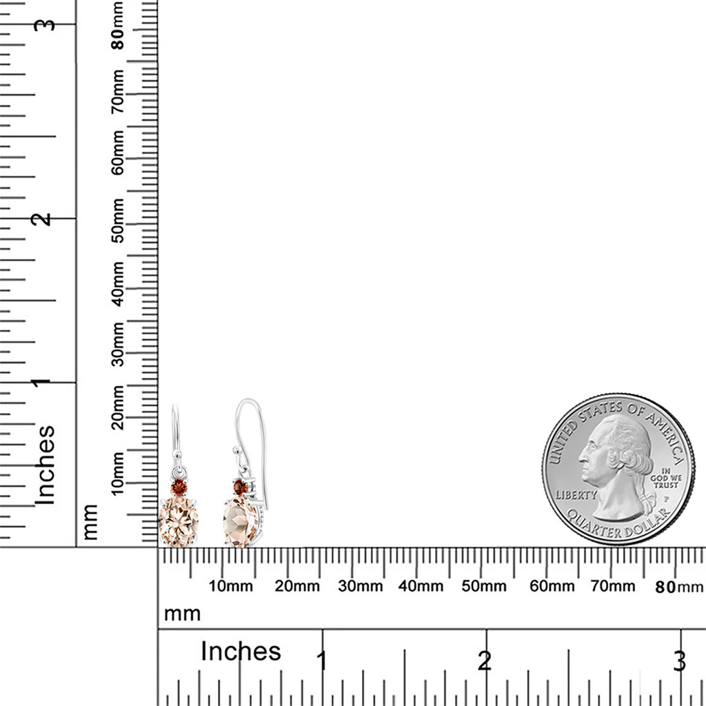 Peach and Red_Earrings in 10K White Gold