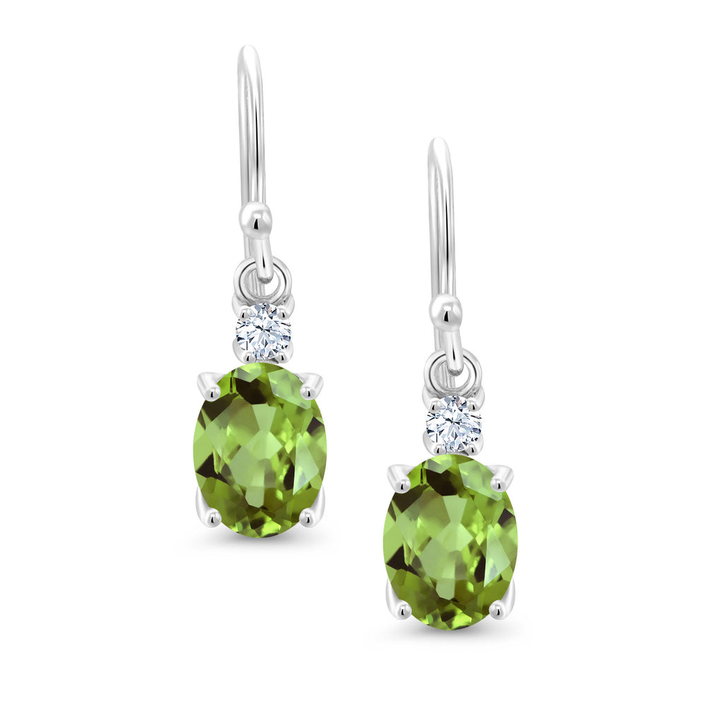 Green and White_Earrings in 10K White Gold