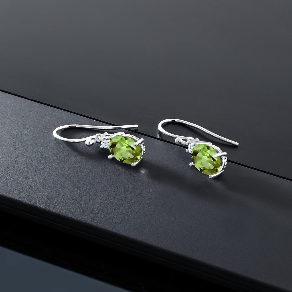 Green and White_Earrings in 10K White Gold