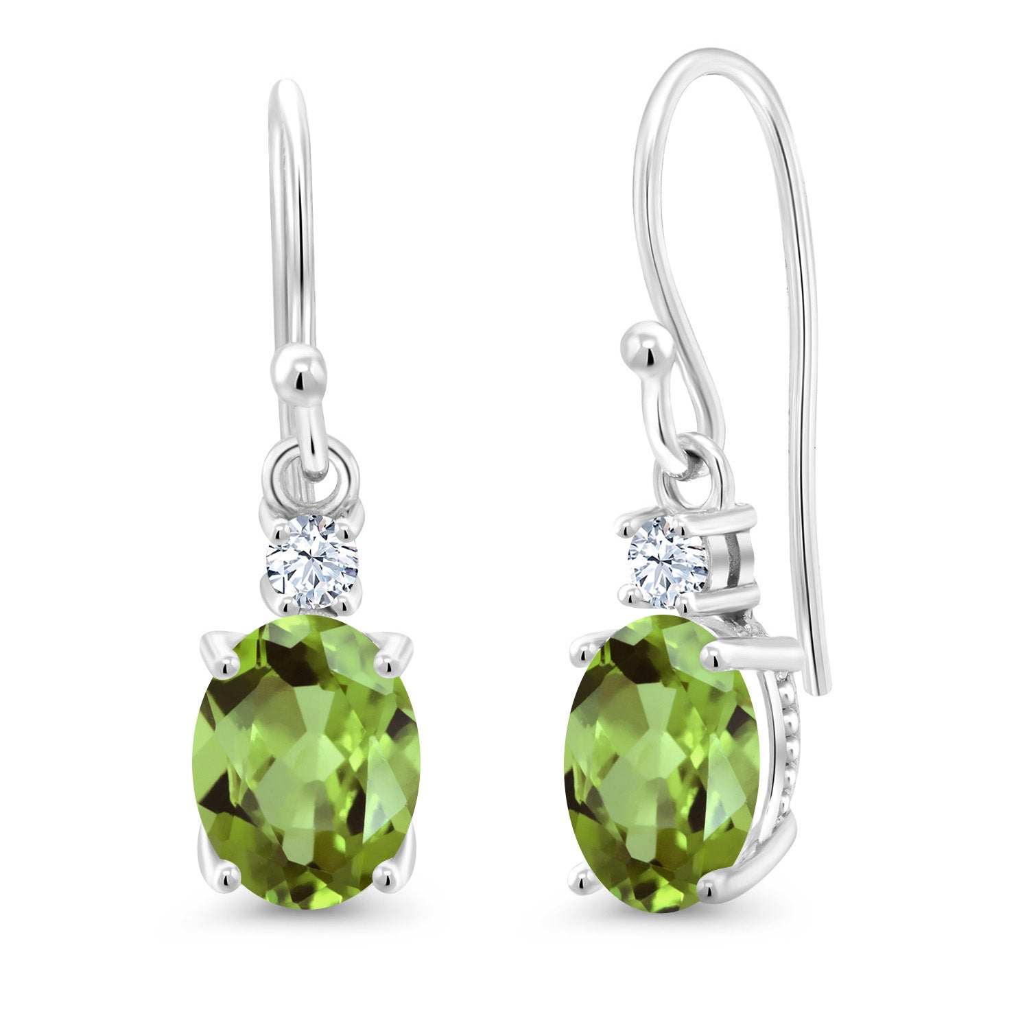 Green and White_Earrings in 10K White Gold