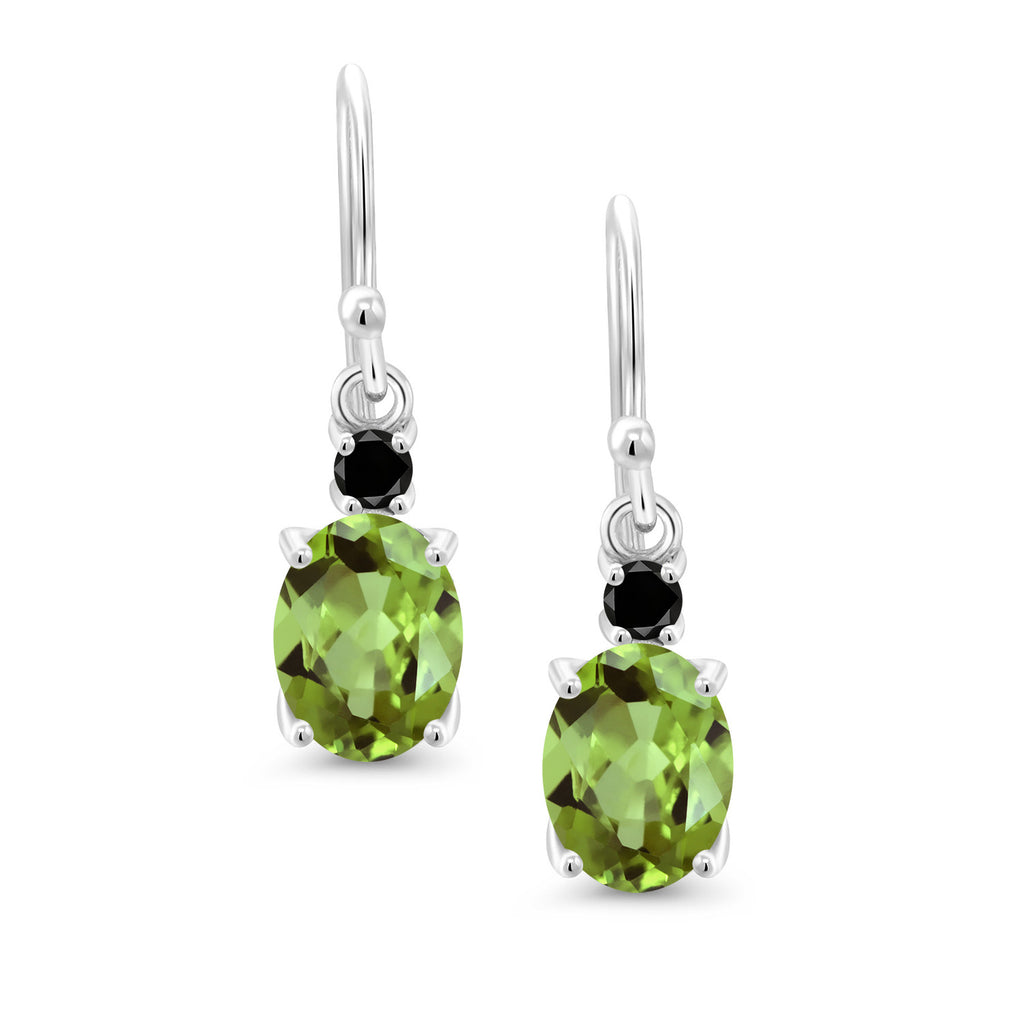 Green and Black_Earrings in 10K White Gold