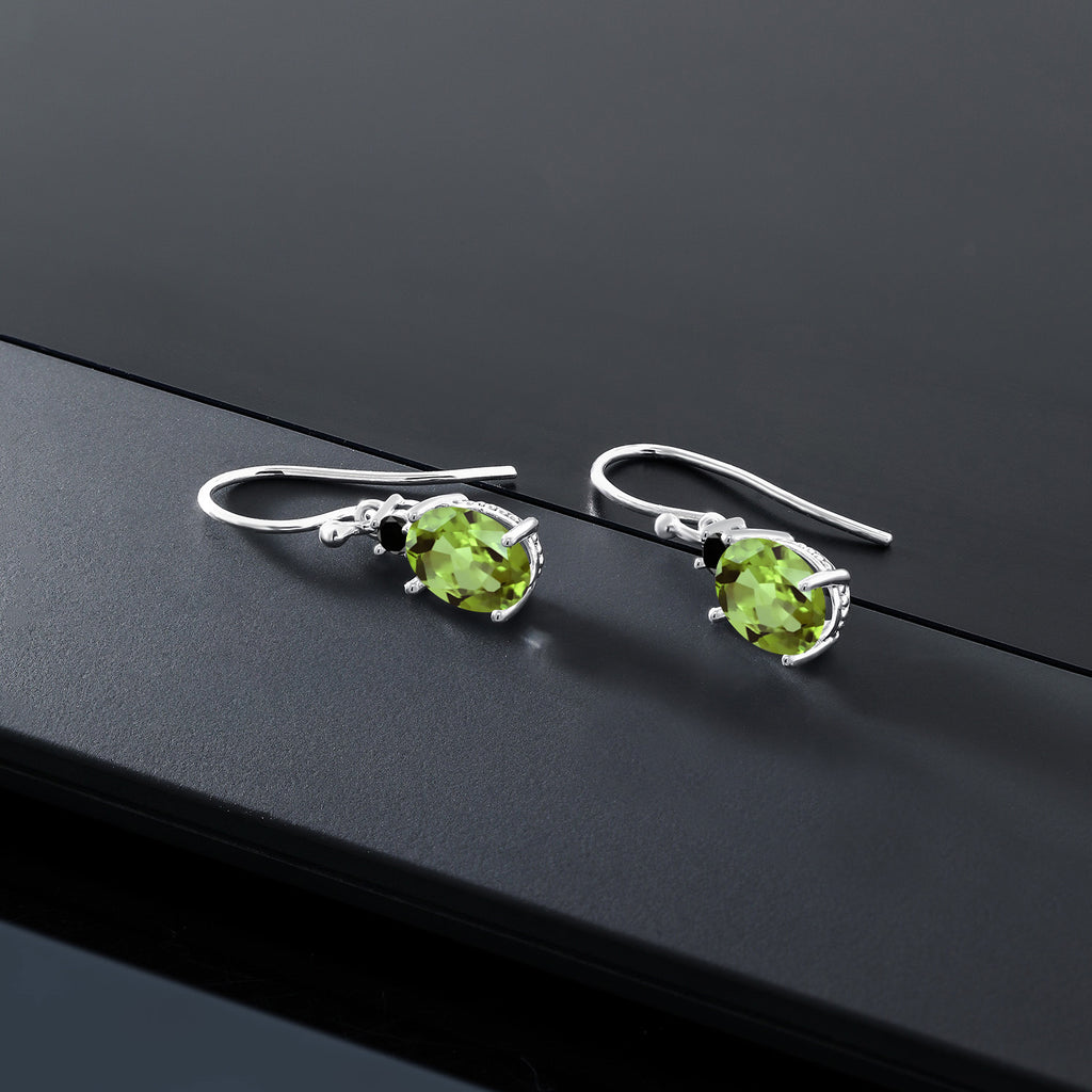 Green and Black_Earrings in 10K White Gold