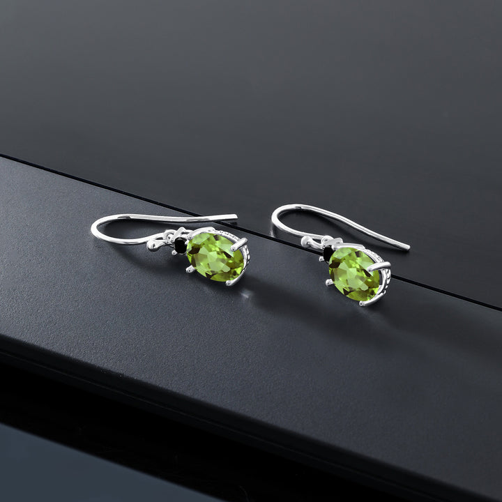 Green and Black_Earrings in 10K White Gold