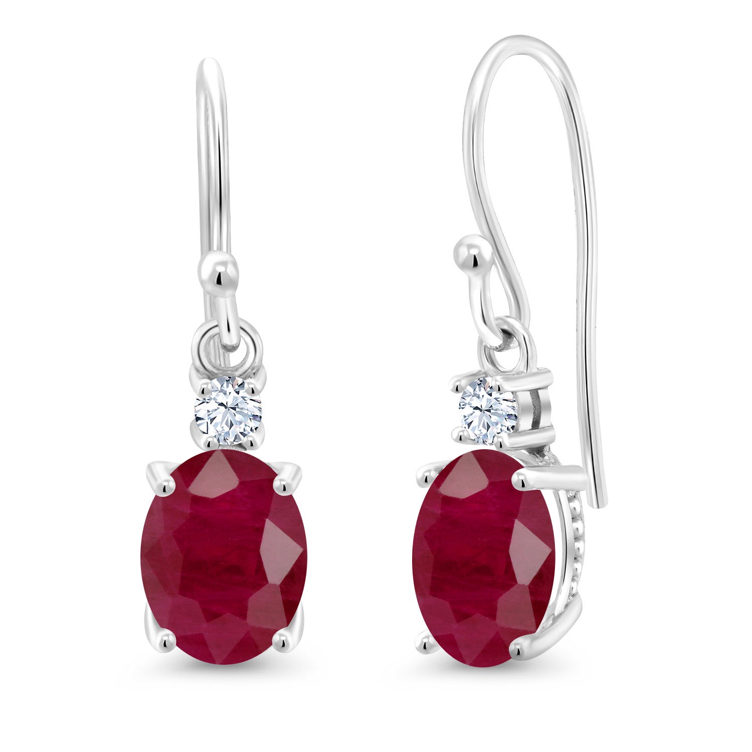 Ruby - July_Earrings in 10K White Gold