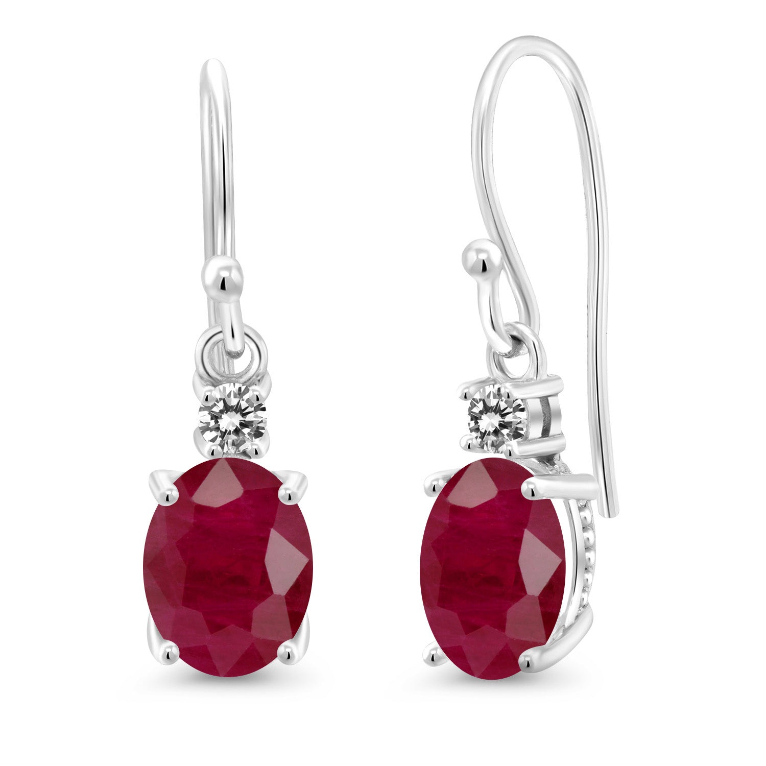 Ruby - July_Earrings in 10K White Gold
