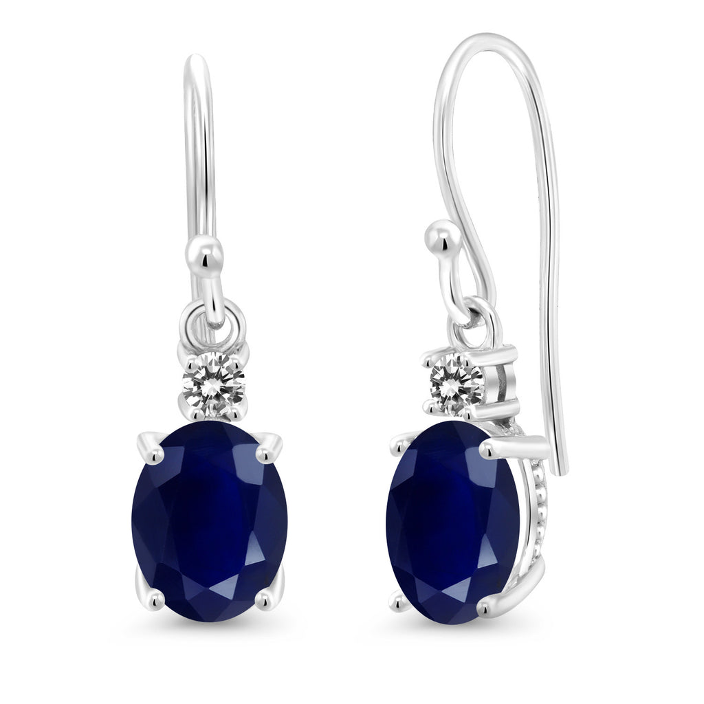 Blue Sapphire - September_Earrings in 10K White Gold