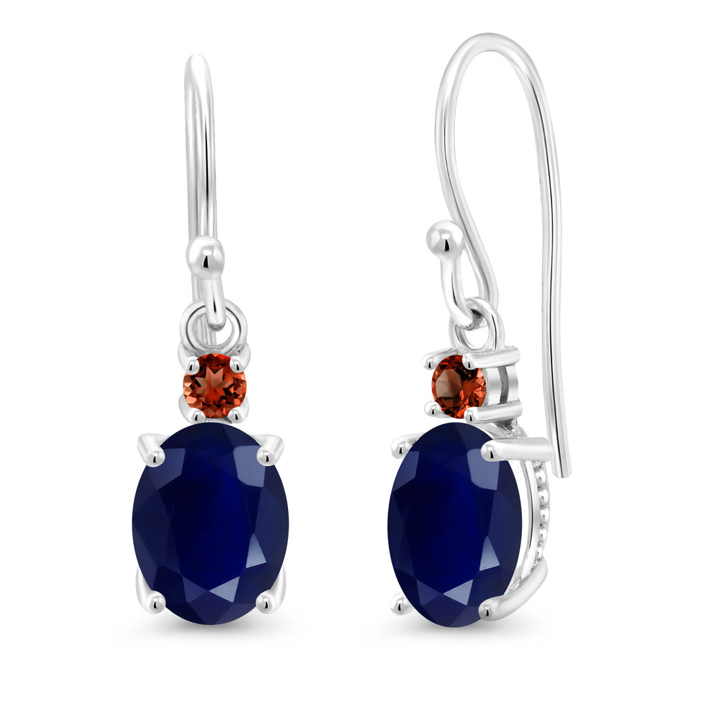 Blue Sapphire - September_Earrings in 10K White Gold