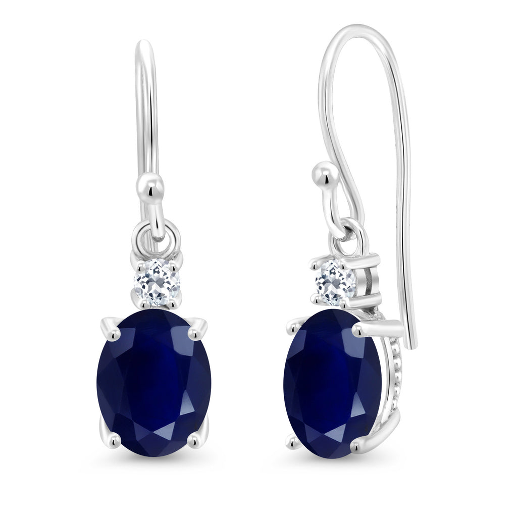 Blue Sapphire - September_Earrings in 10K White Gold