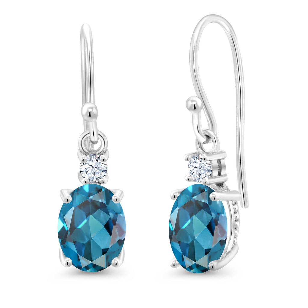 London Blue Topaz - November_Earrings in 10K White Gold