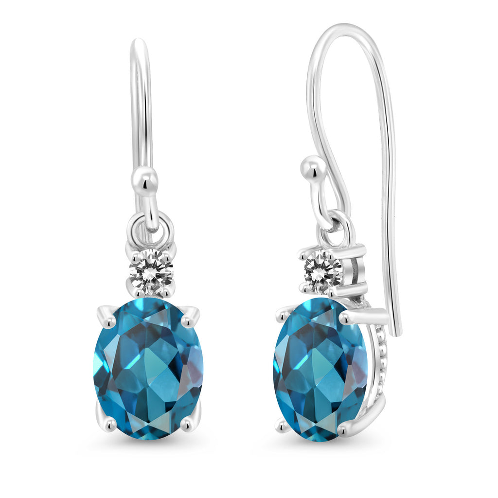 London Blue Topaz - November_Earrings in 10K White Gold