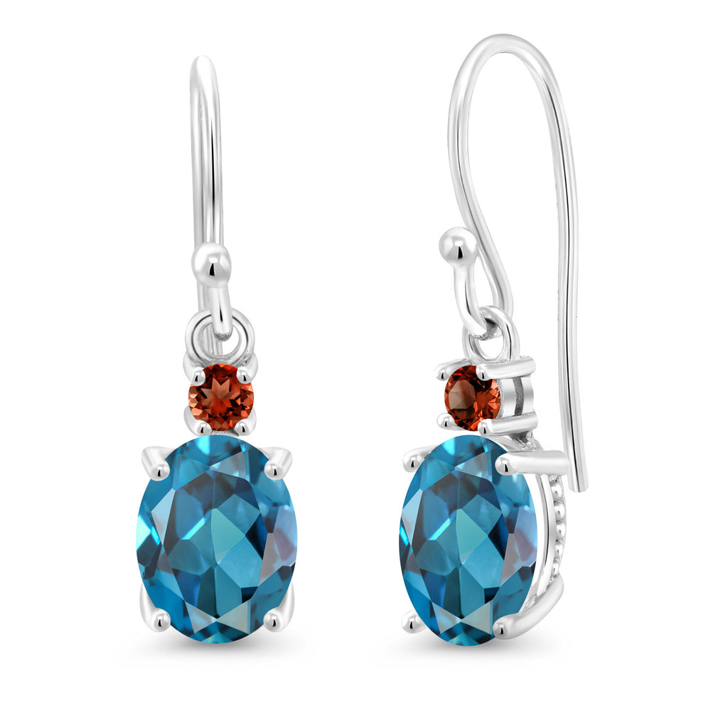 London Blue Topaz - November_Earrings in 10K White Gold
