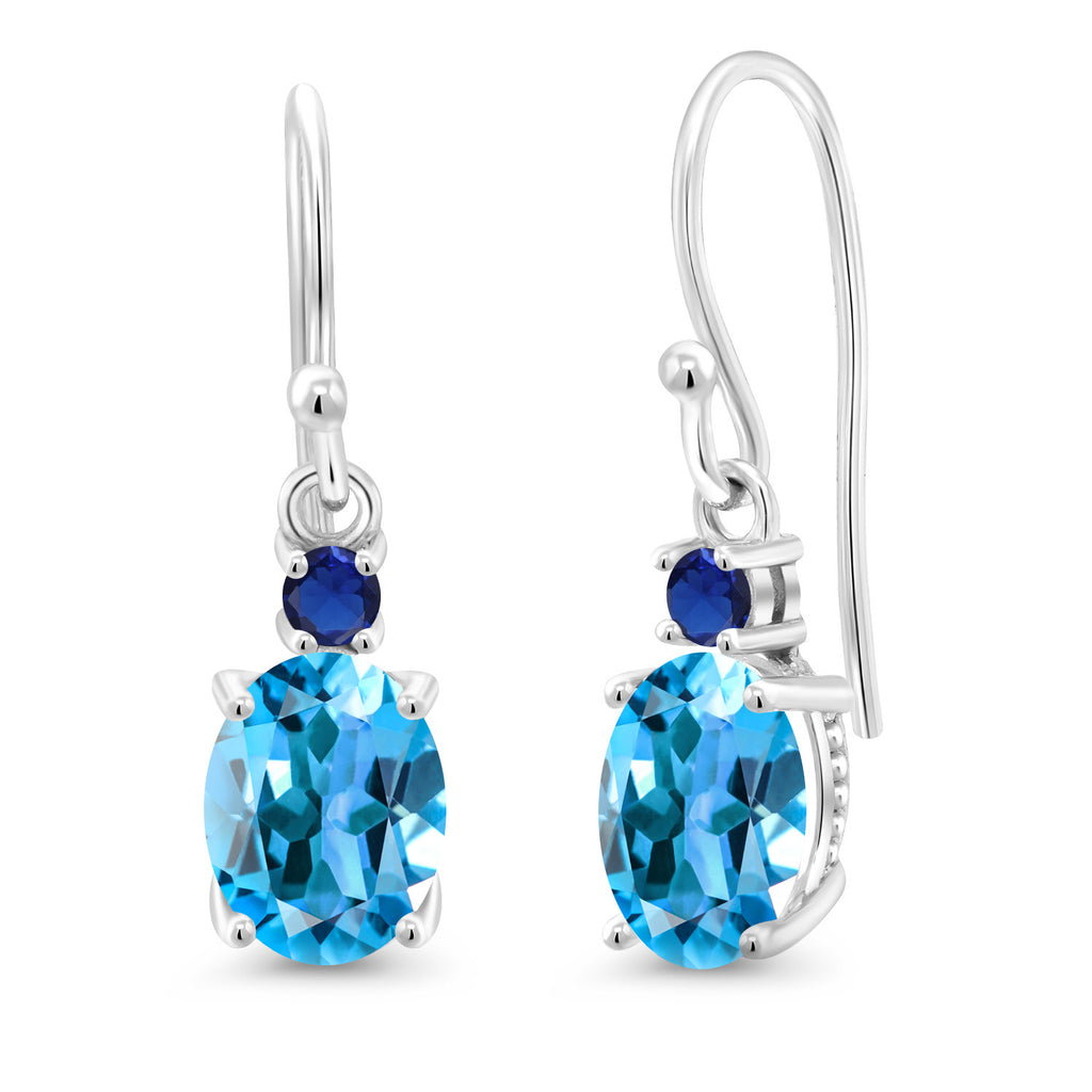 Swiss Blue Topaz - November_Earrings in 10K White Gold