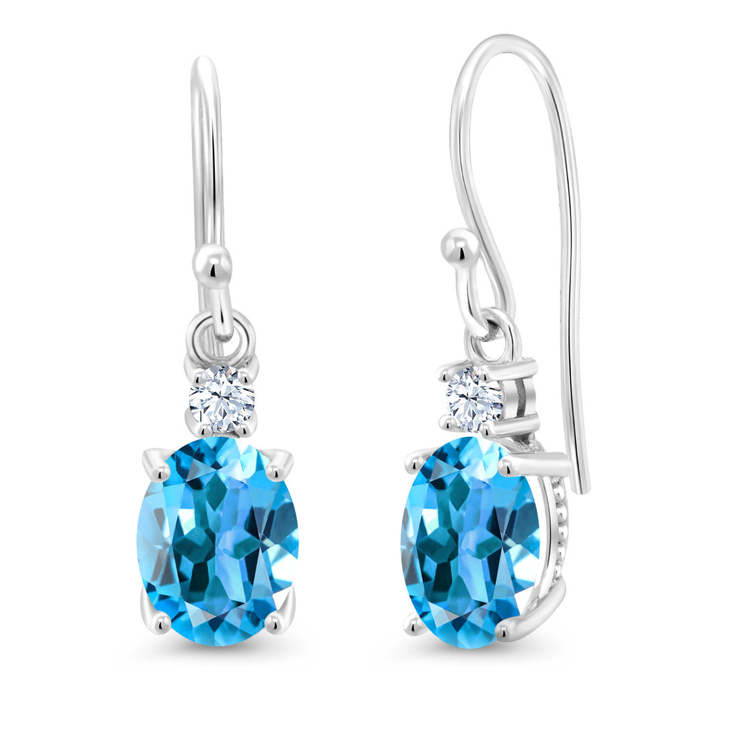 Swiss Blue Topaz - November_Earrings in 10K White Gold