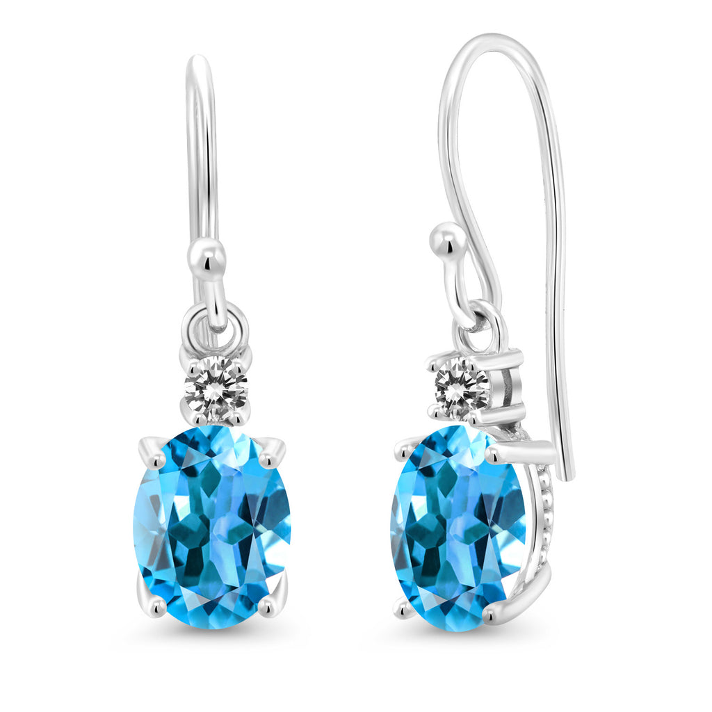 Swiss Blue Topaz - November_Earrings in 10K White Gold