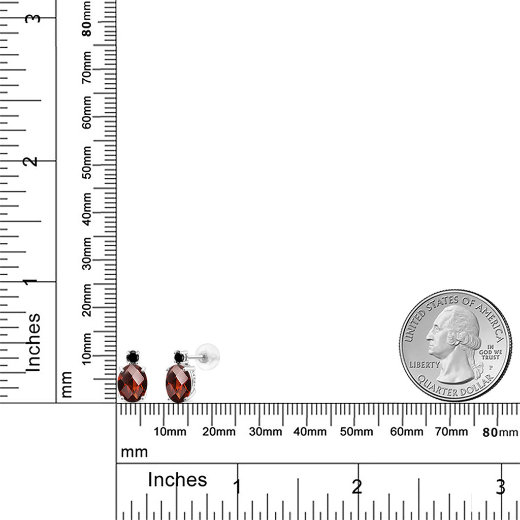 Red and Black_Earrings in 14K White Gold
