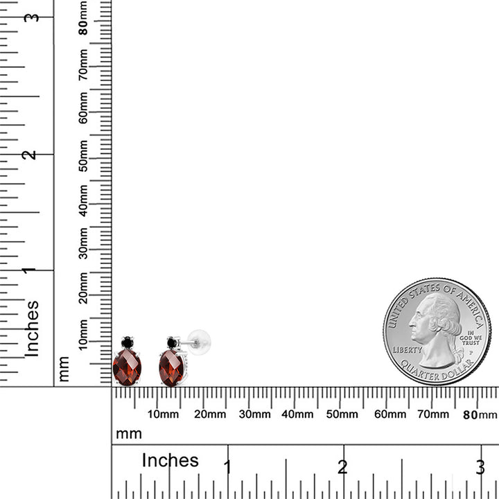 Red and Black_Earrings in 14K White Gold