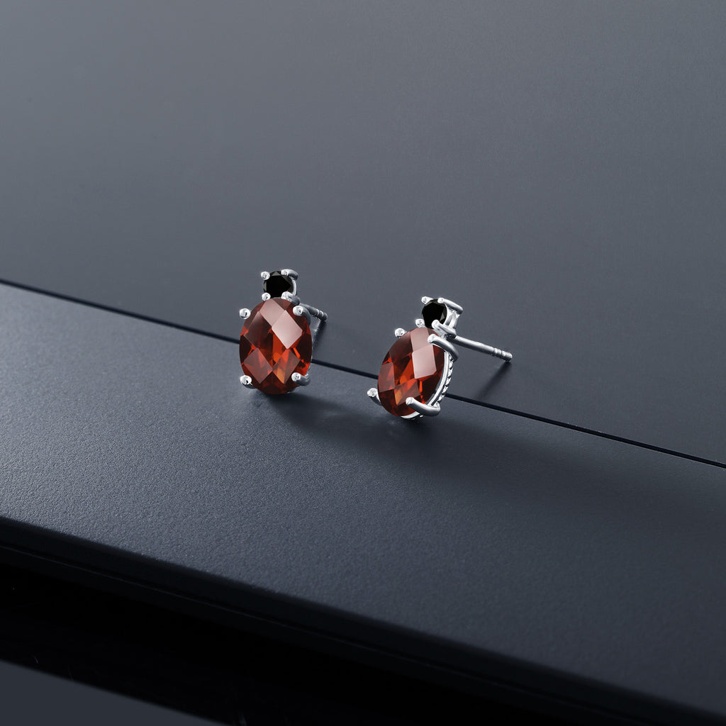 Red and Black_Earrings in 14K White Gold