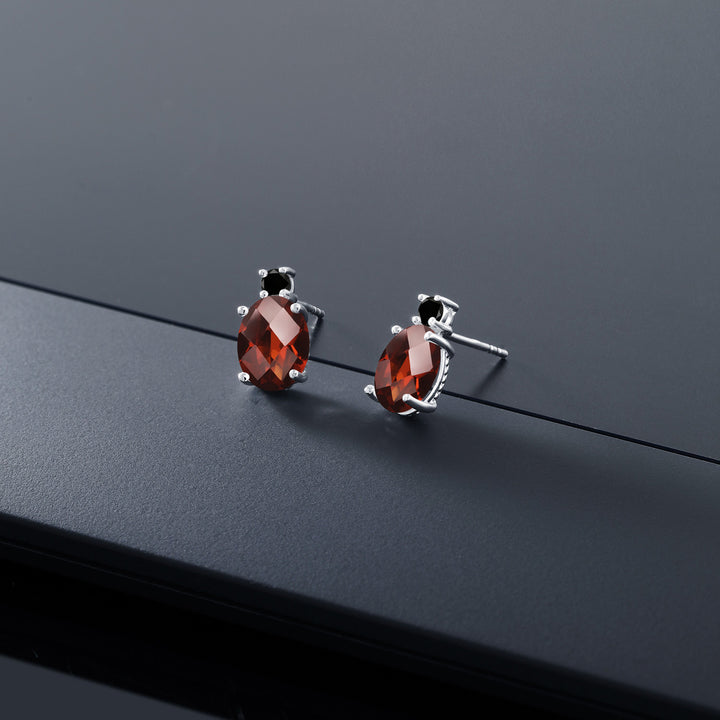 Red and Black_Earrings in 14K White Gold