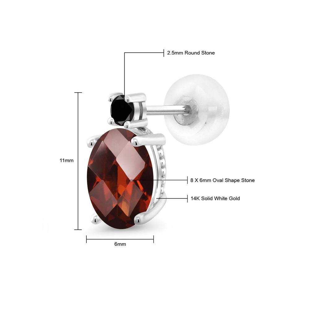 Red and Black_Earrings in 14K White Gold