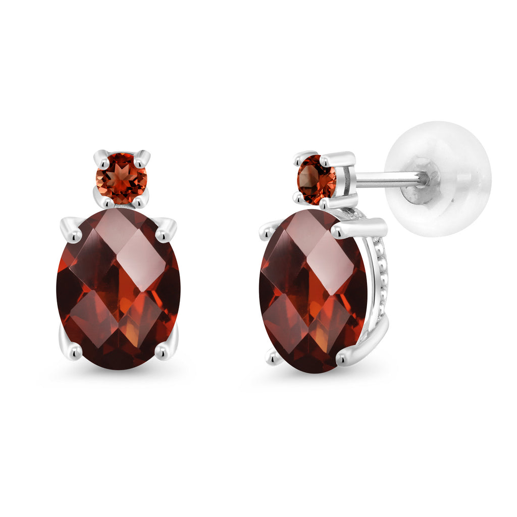 Garnet-Checkerboard - January_Earrings in 14K White Gold