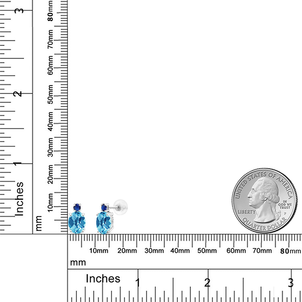 Swiss Blue and Blue_Earrings in 14K White Gold