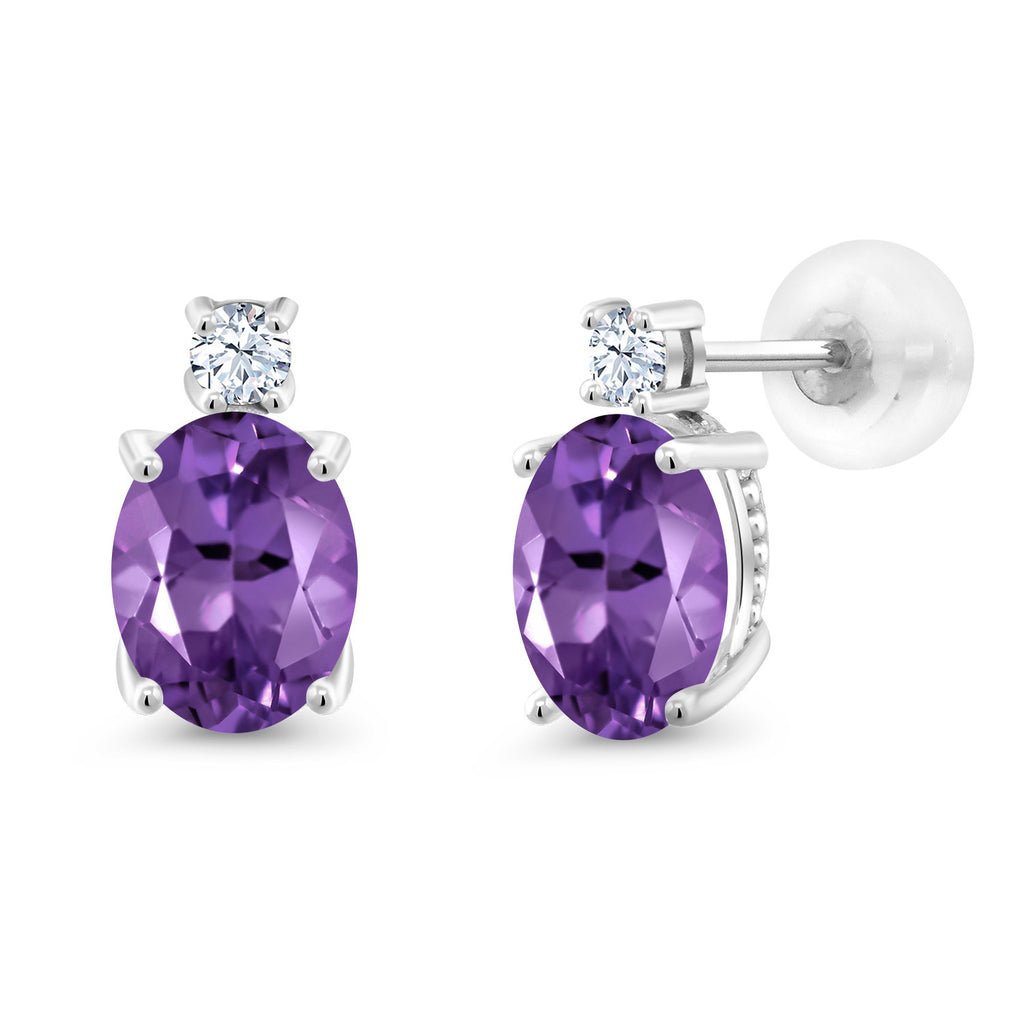 Amethyst - February_Earrings in 14K White Gold