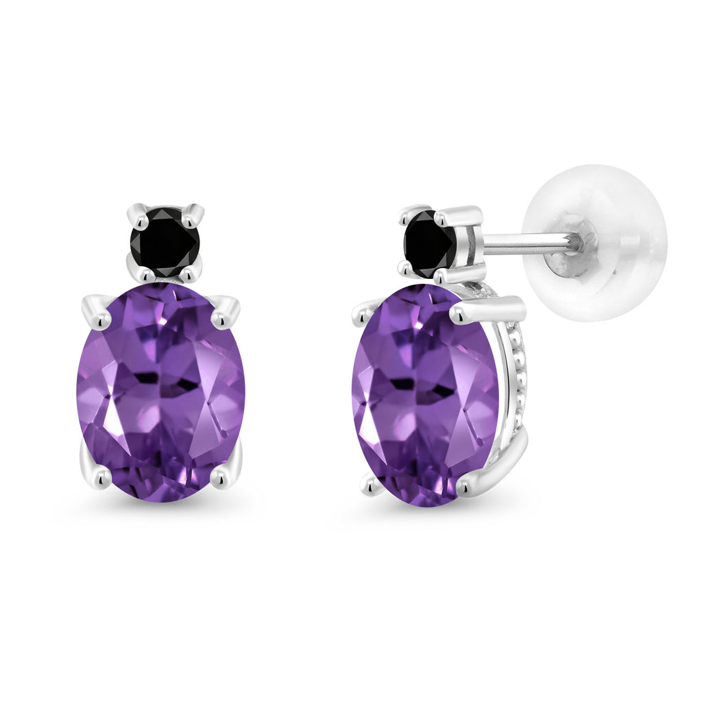 Amethyst - February_Earrings in 14K White Gold