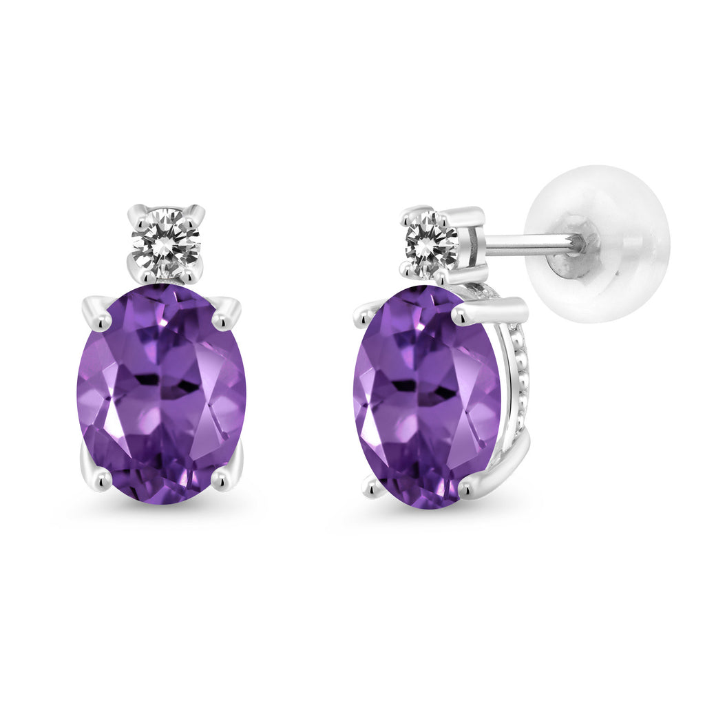 Amethyst - February_Earrings in 14K White Gold