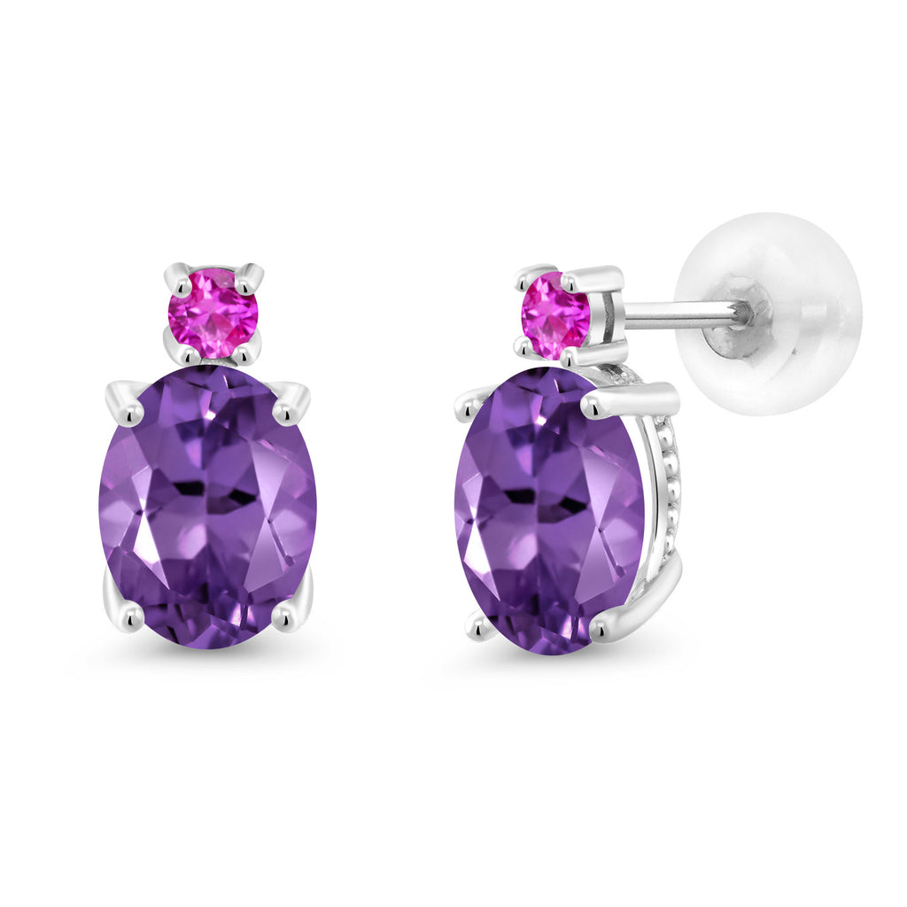 Amethyst - February_Earrings in 14K White Gold