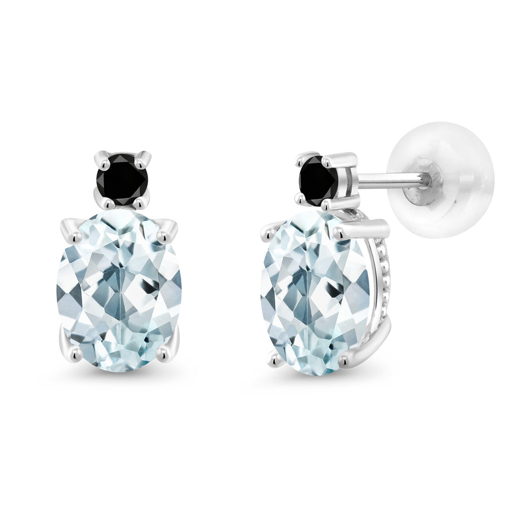 Aquamarine - March_Earrings in 14K White Gold