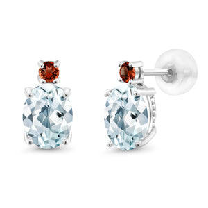 Aquamarine - March_Earrings in 14K White Gold
