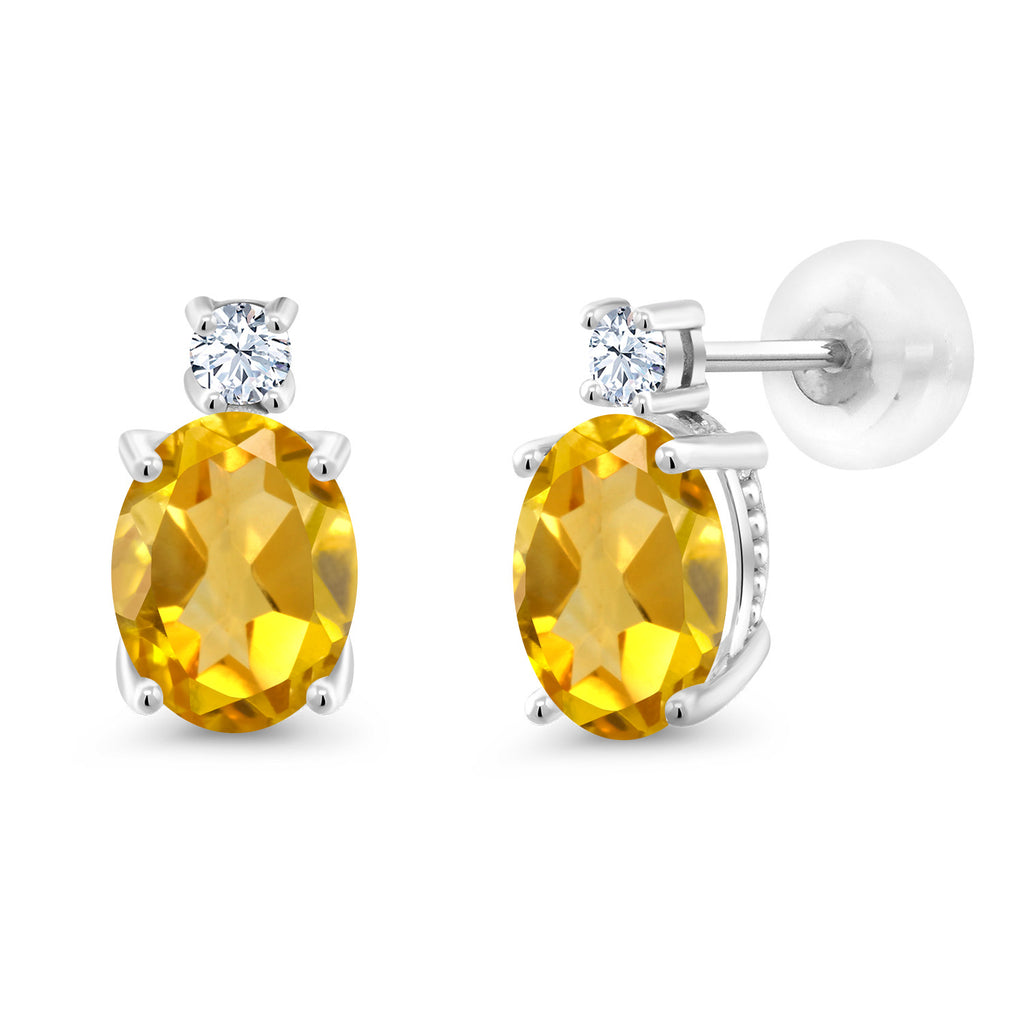Citrine - November_Earrings in 14K White Gold
