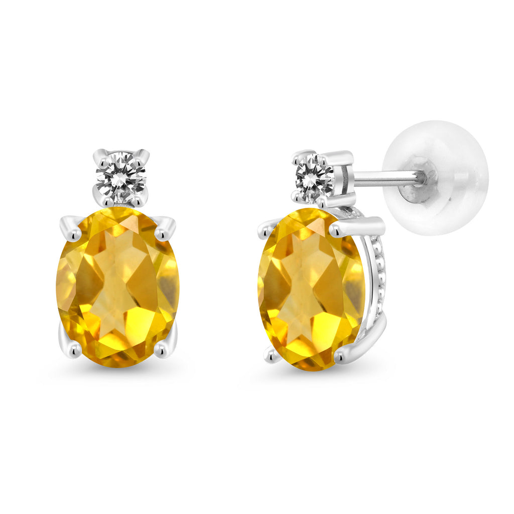 Citrine - November_Earrings in 14K White Gold
