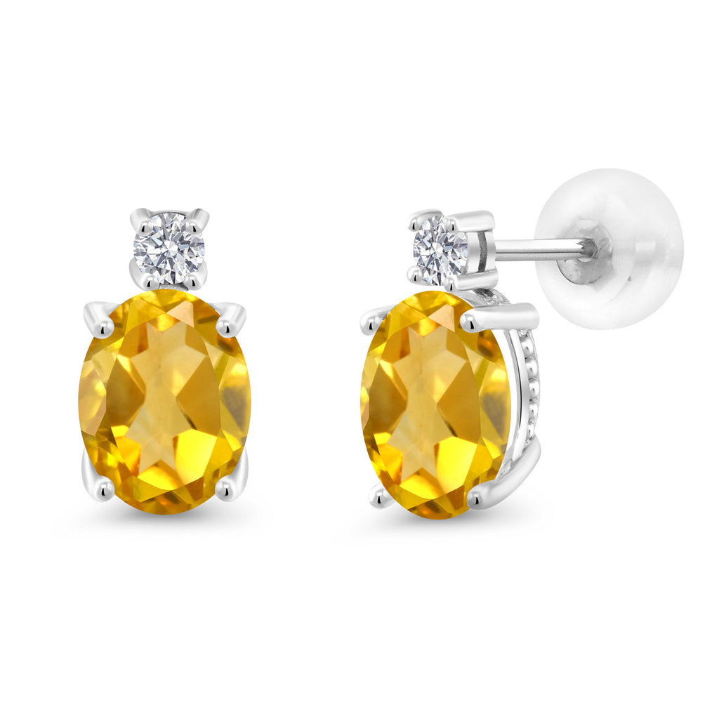 Citrine - November_Earrings in 14K White Gold