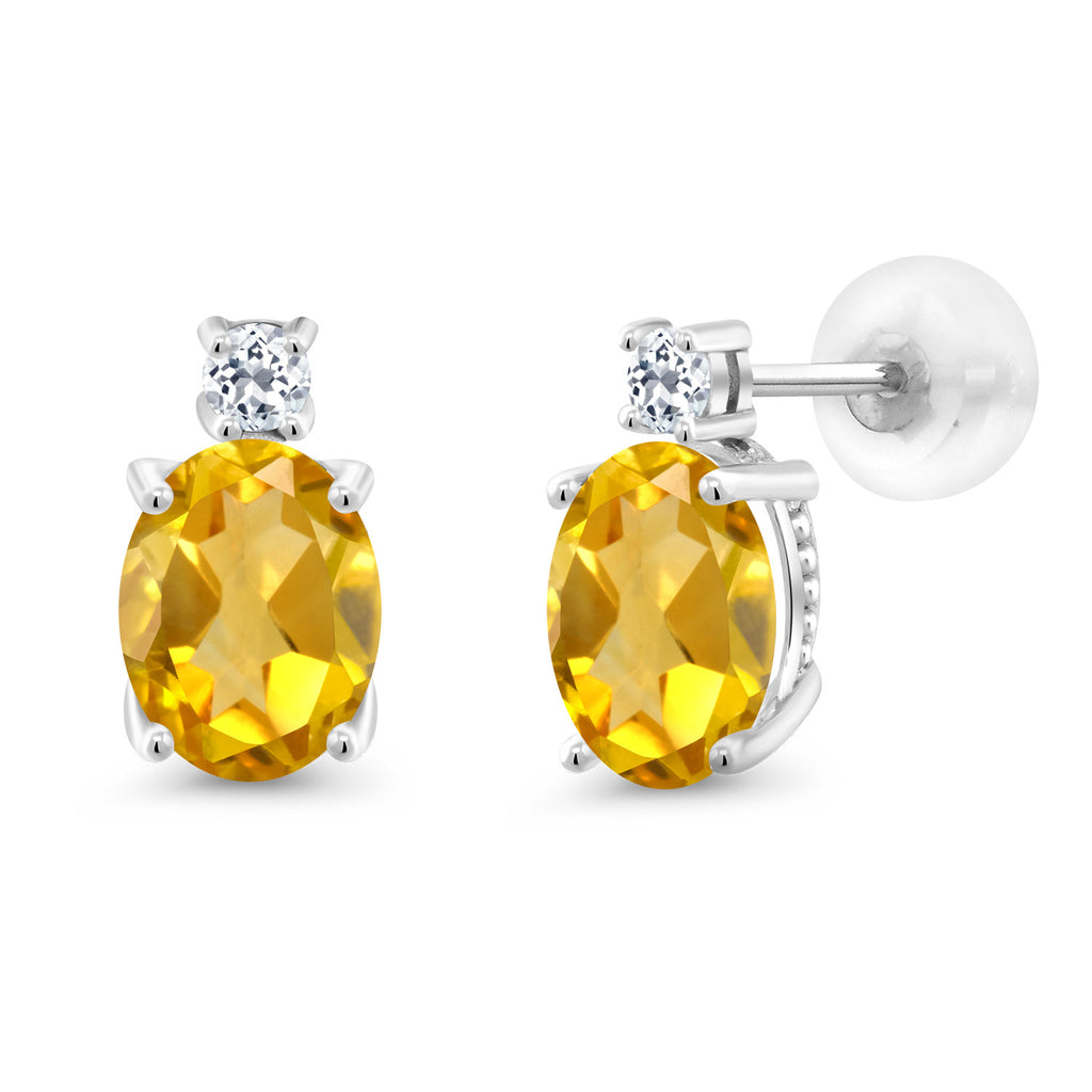 Citrine - November_Earrings in 14K White Gold