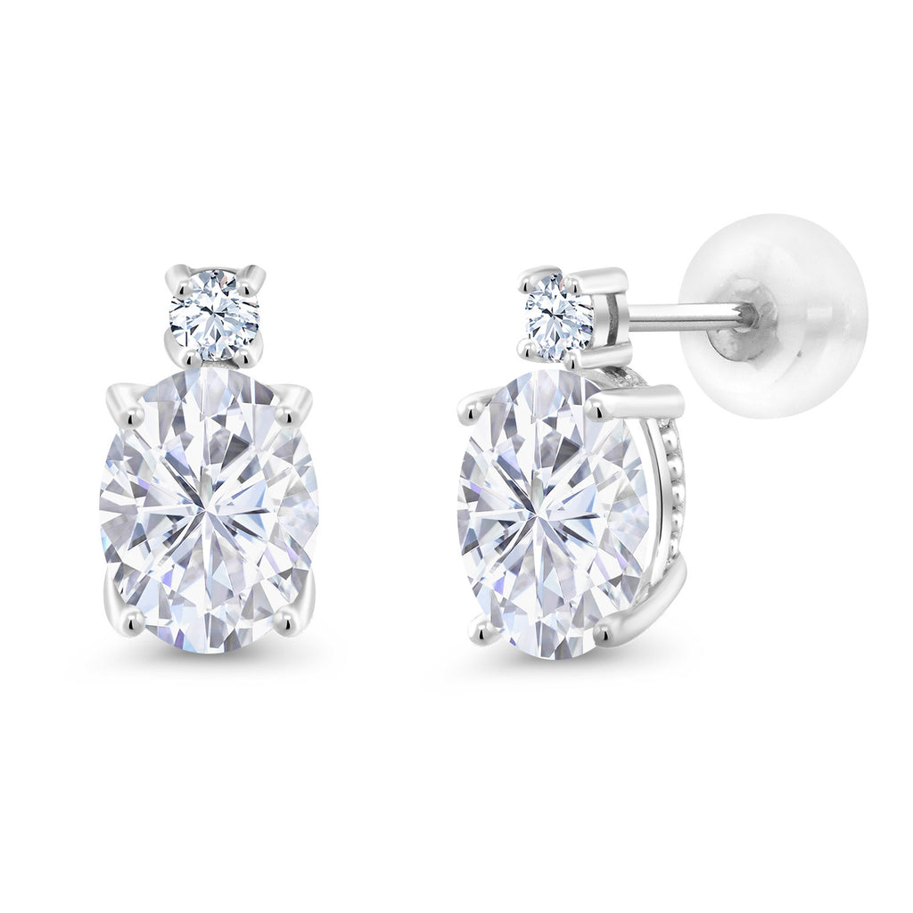 White Moissanite - April_Earrings in 14K White Gold