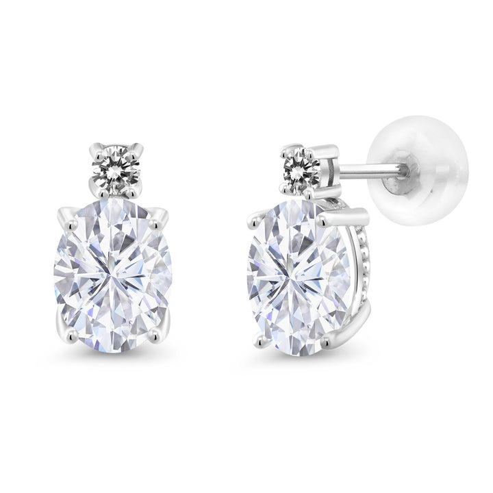 White Moissanite - April_Earrings in 14K White Gold