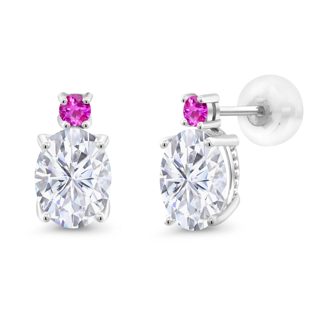 White Moissanite - April_Earrings in 14K White Gold