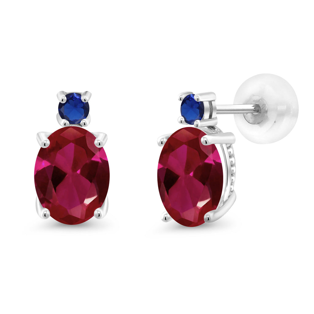 Created Ruby - July_Earrings in 14K White Gold