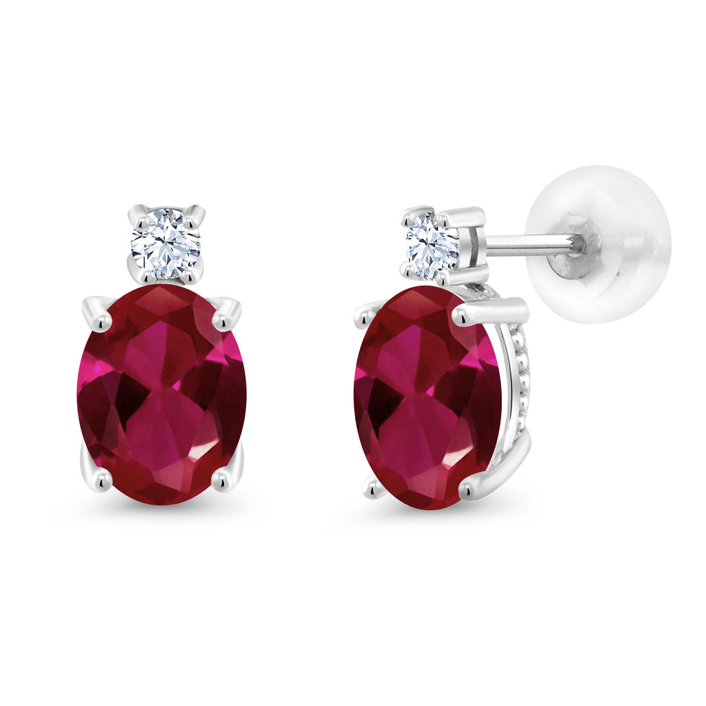 Created Ruby - July_Earrings in 14K White Gold