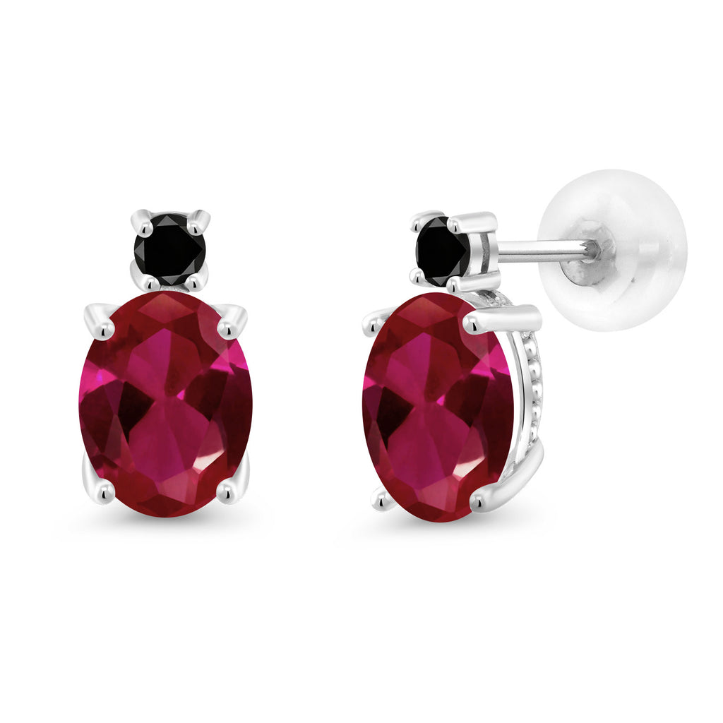 Created Ruby - July_Earrings in 14K White Gold