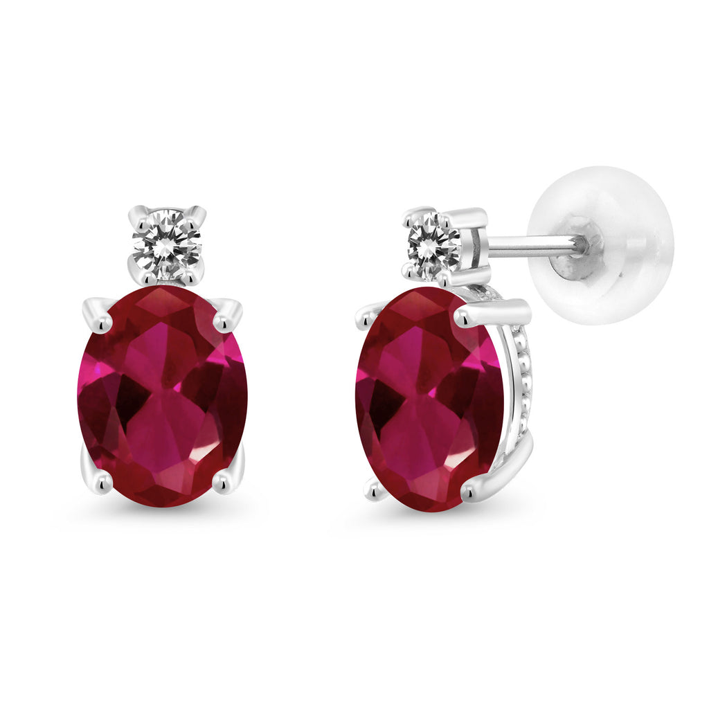 Created Ruby - July_Earrings in 14K White Gold
