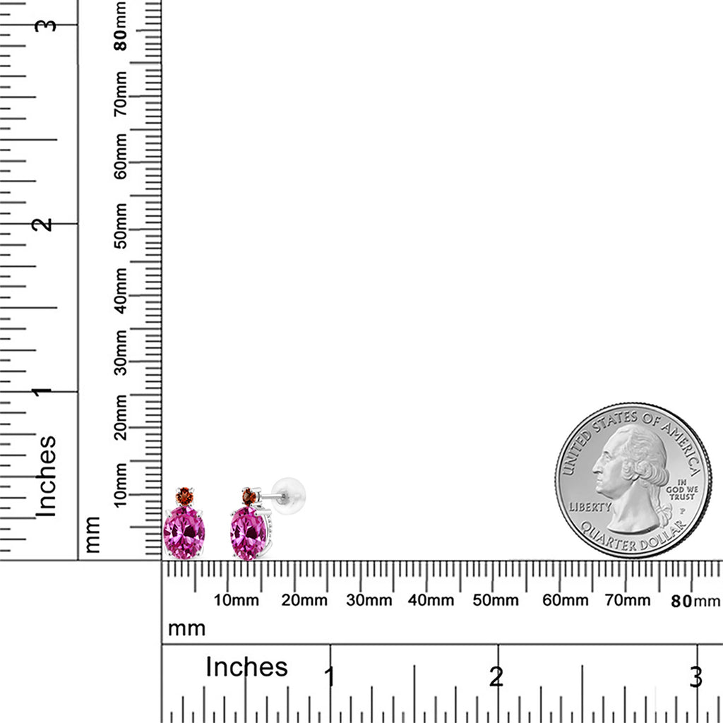 Pink and Red_Earrings in 14K White Gold