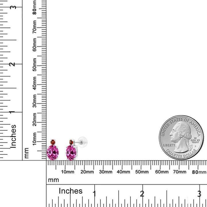 Pink and Red_Earrings in 14K White Gold