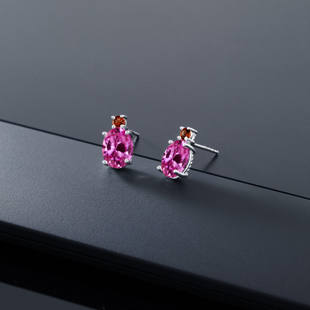 Pink and Red_Earrings in 14K White Gold