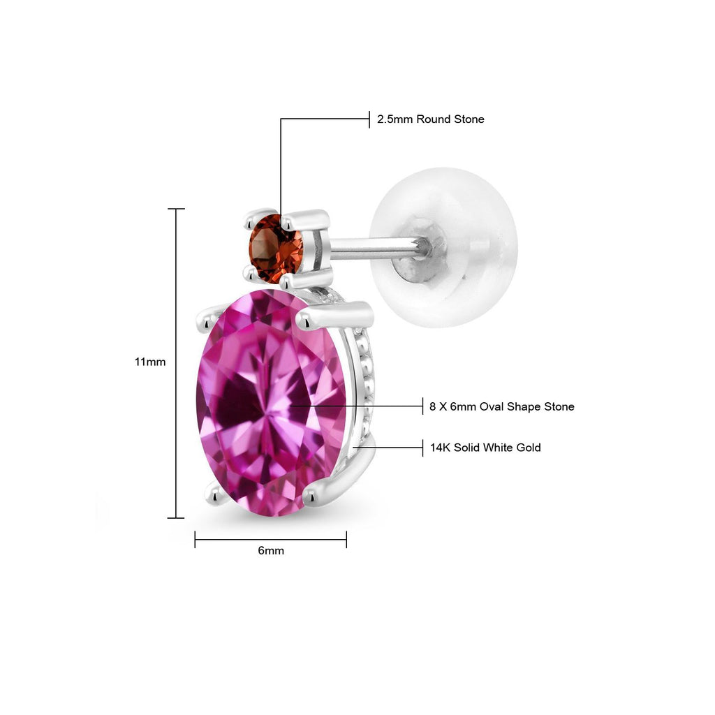 Pink and Red_Earrings in 14K White Gold