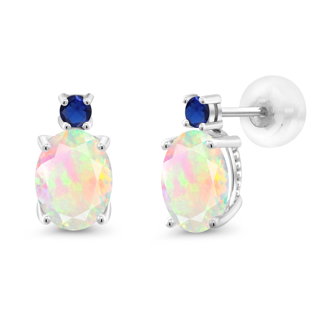 Ethiopian Opal - October_Earrings in 14K White Gold
